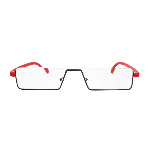 Blue Light Blocking Reading Glasses 2.5x Half Frame TR90 Lightweight Red Unisex Readers with Case