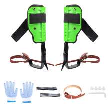 Adjustable Rust‑Resistant Steel Tree Climbing Spikes with Cowhide Buckles and Padded Calf Support for Hunting and Logging