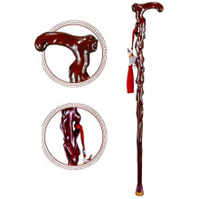 Wooden Walking Cane for Seniors, Handcrafted Solid Wood Walking Stick with Ergonomic Grip and Non Slip Rubber Tip