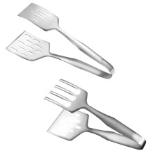 STOBAZA 2pcs Heavy Duty Stainless Steel Grill Tongs Set, Long Handle Nonslip Grip for BBQ and Fish Frying