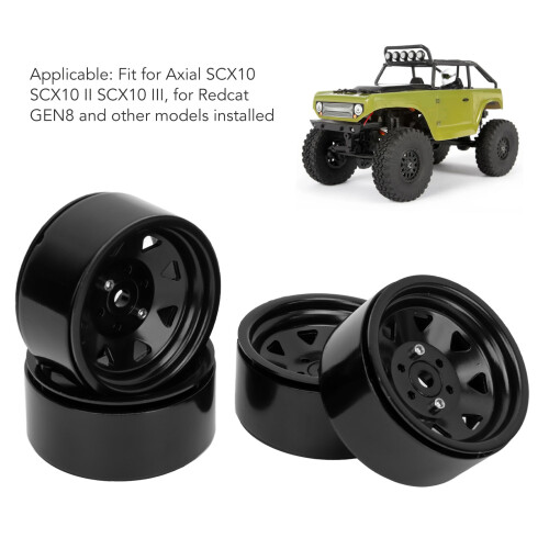 4PCS 1.9in RC Rims 8-Spoke Black for SCX10 2