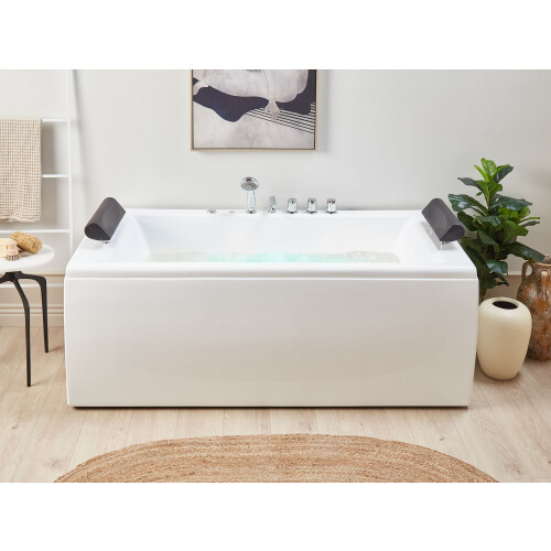 Beliani Corner Hot Tub with LED MONTEGO 1720 x 830 mm White 1