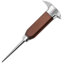 Stainless Steel Ice Pick 6.8in Rust‑Resistant Dual‑Ended Tool with Beechwood Grip and Safety Shield for Bartending