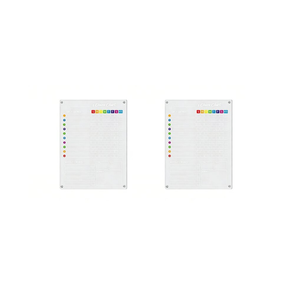 2 Pcs Acrylic Magnetic Chore Chart, Chore Board, Dry Erase Chore Chart, 11.8"X15.7" Transparent Erasable Reward Chart