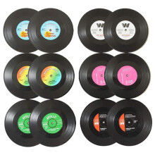Vinyl Record Coasters 12pcs Set for Hot Coffee Cups, Retro Style Decor, Effective Desktop Protection