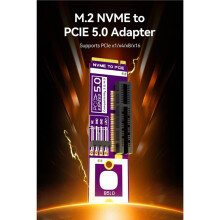 M.2 to PCIe X4 5.0 Adapter Card 128Gb/S High-Speed Transmission Compatible with PCIe X1/X4/X8/X16 Slots