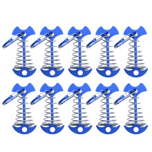 Deck Tent Stakes with Adjustable Spring Lock, Anti‑Slip Fishbone Anchors for Wooden Deck Camping (10PCS)