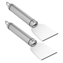 2pcs Heavy Duty Stainless Steel Ice Scraper Set for Freezer Cleaning and Kitchen Floors