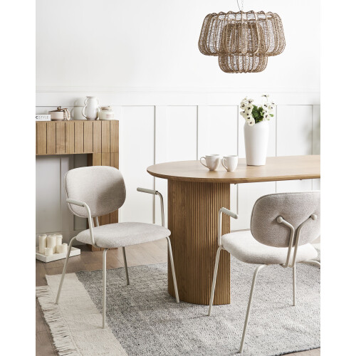 Beliani Set of 2 Dining Chairs CARILLE Chenille Light Beige 1
