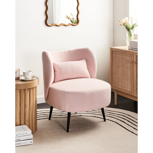 Beliani Armchair OTSBY Boucle Pastel Pink 2