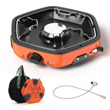 Portable Propane Camping Stove 86000 BTU with Adjustable Flame and Piezo Ignition for Outdoor BBQ Hiking Backpacking Orange