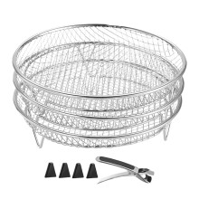 Stainless Steel Air Fryer Rack 3X Stackable MultiPurpose Cooking Grill with Easy Grip Clip