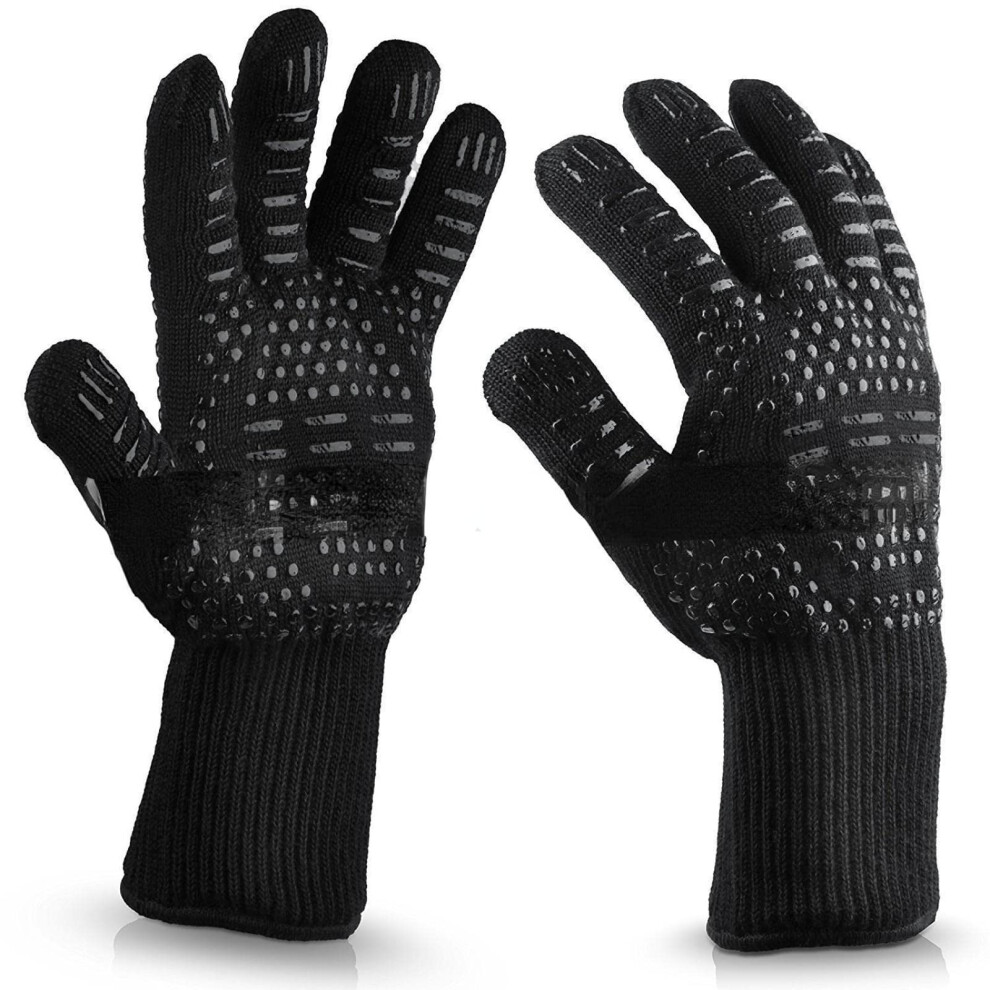 BBQ Heat Resistant Gloves 800F Flame Retardant Cooking Gloves for Grilling Baking and Oven Use