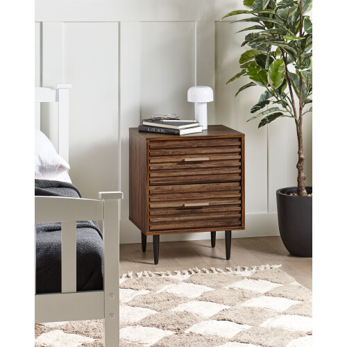 Beliani 2 Drawer Bedside Table KEITH Dark Brown 2
