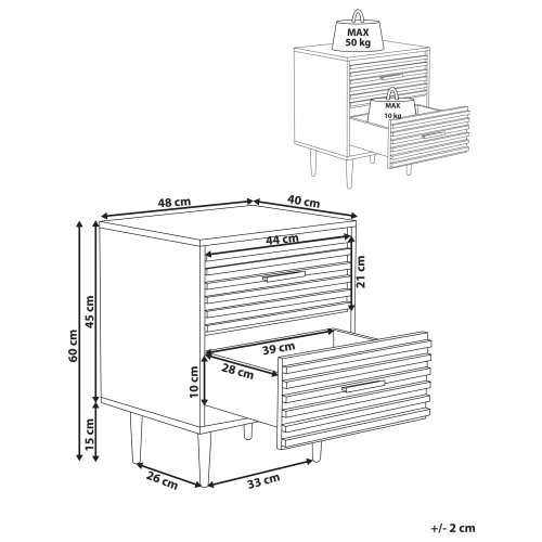 Beliani 2 Drawer Bedside Table KEITH Dark Brown 2