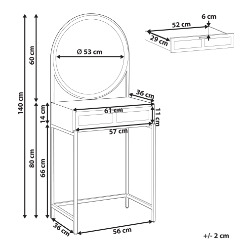 Beliani Dressing Table with Mirror CASSIAR Light Brown 2