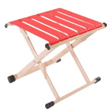 Folding Camping Stool Red Metal Chair, Lightweight Compact Seat for Outdoor Fishing and Hiking
