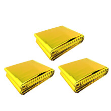 3 Pack Emergency Thermal Blanket Gold Silver DualColor Reflective Foil for Camping and Outdoor Aid