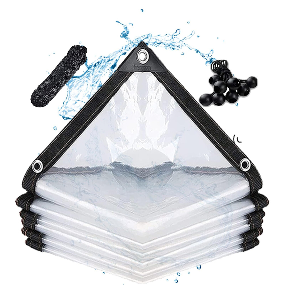 Clear Heavy Duty Tarp 0.8X1.5m Transparent Waterproof Tarpaulin With RustâResistant Grommets For Patio Roof Porch Protection 9073542856467