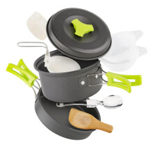 Camping Cookware Set for 12 People Nonstick Pot and Pan with Folding Tableware Lightweight Durable Design