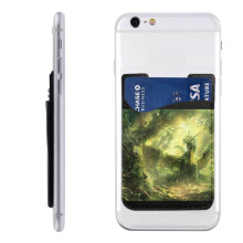 Phone Wallet Stick On with Dragon Design, Adhesive Card Holder for Phone Case, Holds 4 Cards, NonSlip Grip