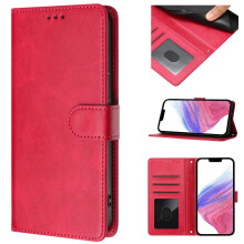 Leather Wallet Case Magnetic Flip Cover with Card Holder Stand Rosered for Infinix Hot 12 Play