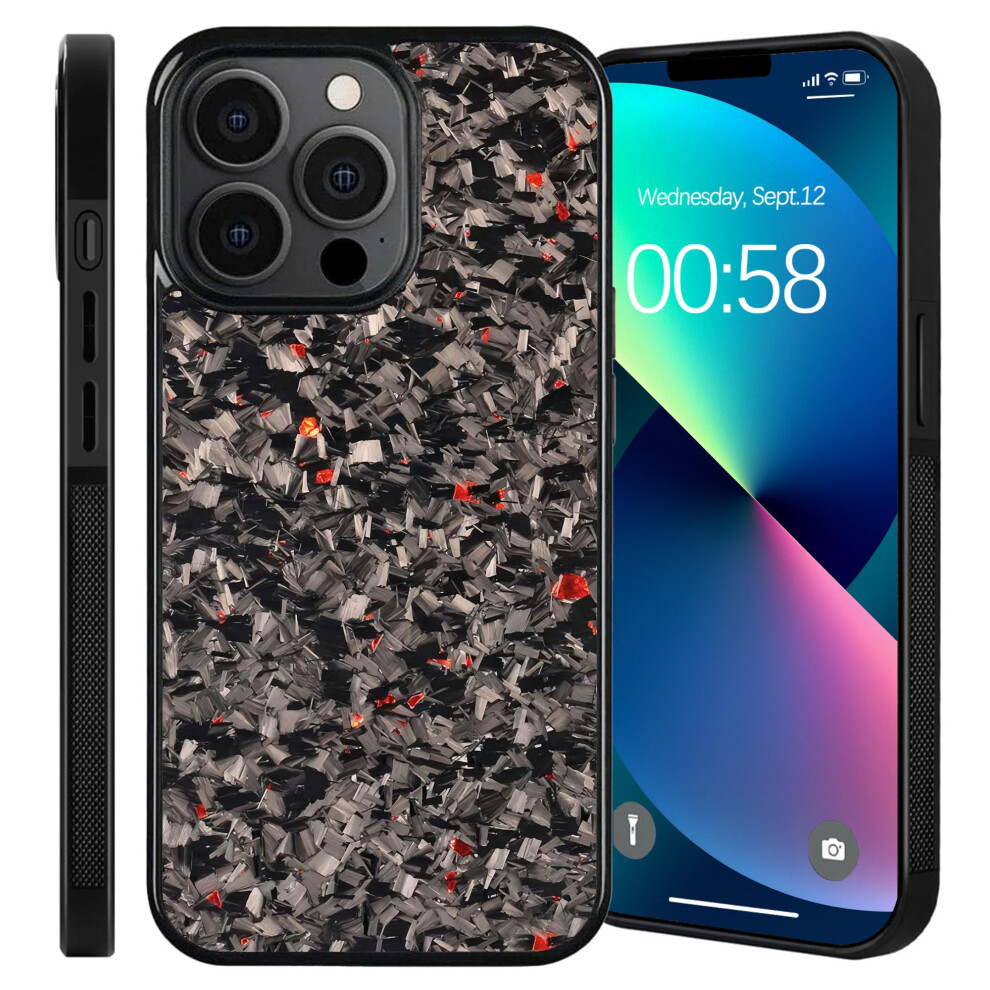 Forged Carbon Fiber Iphone 13 Case Magsafe Compatible Shockproof Cover With AntiâFall Protection Red 9073542857334
