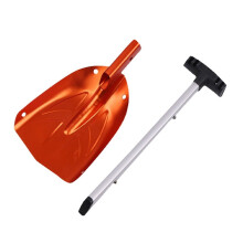 Snow Shovel for Car with Telescopic Skidproof Handle, Foldable Durable Metal Design, Bright Orange