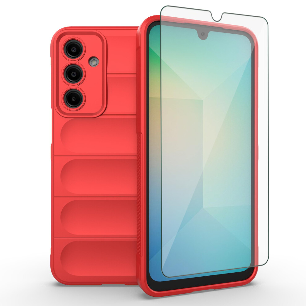 Shockproof Slim Tpu Case Cover With Tempe Glass And Raised Camera Edge For Samsung Galaxy A16 Red 9330225178965