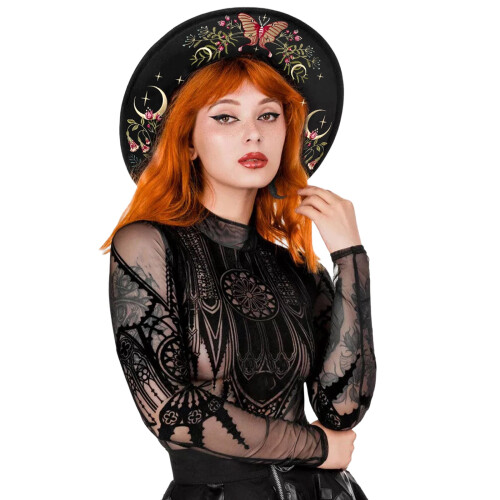 Elegant Gothic Top Hat Artistic Hat for Stage Performances-2