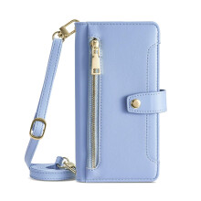 Wallet Case with Detachable Crossbody Strap, Zipper Pocket and Magnetic Closure for Oppo Find X5 Pro