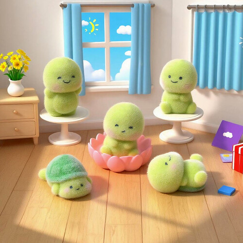 Cute Turtles Shape Resin Decoration with Flocking-Tsundere 2