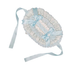 Victorian Straw Bonnet Hat Lace Bowknot Flat Hat For Women-Blue