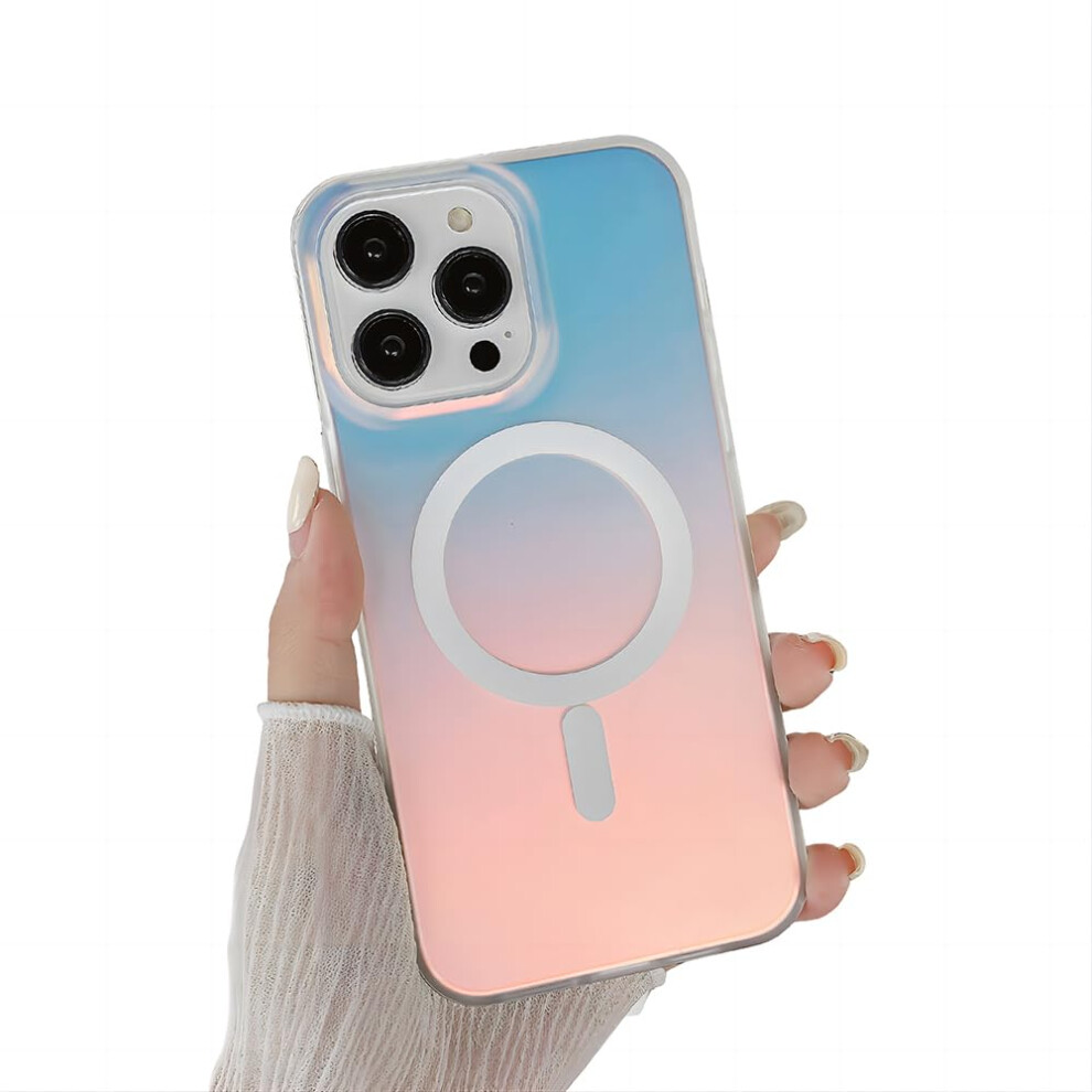 Gradient Shockproof Protective Cover With Wireless Charging And Lens Guard For Iphone 15 Plus Compatible With Magsafe Pink 9092120337792