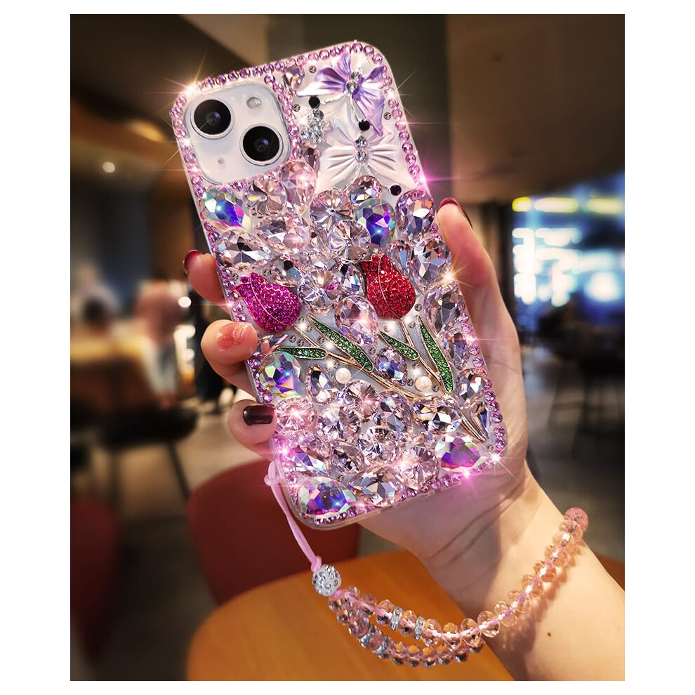 Glitter Floral Case Cover For Women Girls With Wrist Strap ShockâAbsorbing Protection For Samsung Galaxy A02s Pink 9073542857808