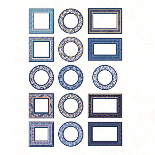 Hollow Scrapbook Stickers 30pcs Kraft Rect/Round