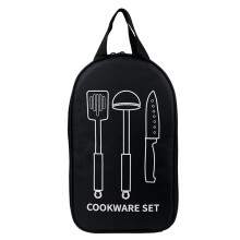 Camping Utensil Set with MultiPocket Organizer, Durable Nylon BBQ Storage Bag, Easy Carry Case