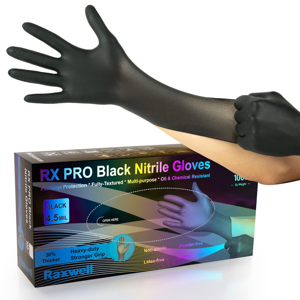 Black Nitrile Disposable Gloves Xlarge 100 Count, Powder Latex, Textured Grip For Food Prep And Mechanic Work 9330225180258