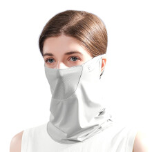 Women Cooling Face Neck Cover UPF 50+ Sun Protection Breathable Outdoor Sports Dustproof Neck Gaiter Grey