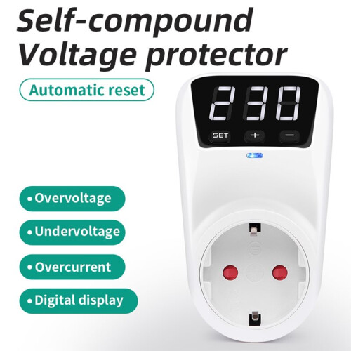 Adjustable Voltage Protector Socket 230V 16A EU Plug with Surge Protection 2