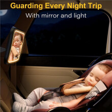 Baby Car Mirror with Light for Baby Rechargeable 2000mA Baby Mirror for Car  Rear Facing Hook Clip Design