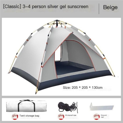 Automatic Camping Tent for 34 People Waterproof UV Resistant Pop Up Tent Quick Setup White 1