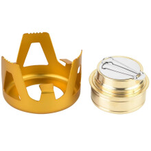Alcohol Stove with Foldable Flame Control Lid, Lightweight Camping Burner Gold for Outdoor Hiking