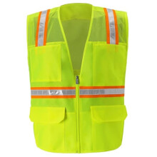 Safety Vest 5XL Visibility Mesh Design with Reflective Lime Yellow Fabric and Utility Pockets
