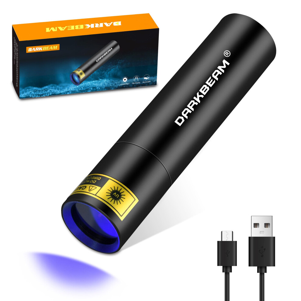 Darkbeam Uv Torch 365Nm Mini Black Light - Rechargeable Usb Strong Ultraviolet Flashlights Led, Portable Woods Lamp, Detector For Pet Urine