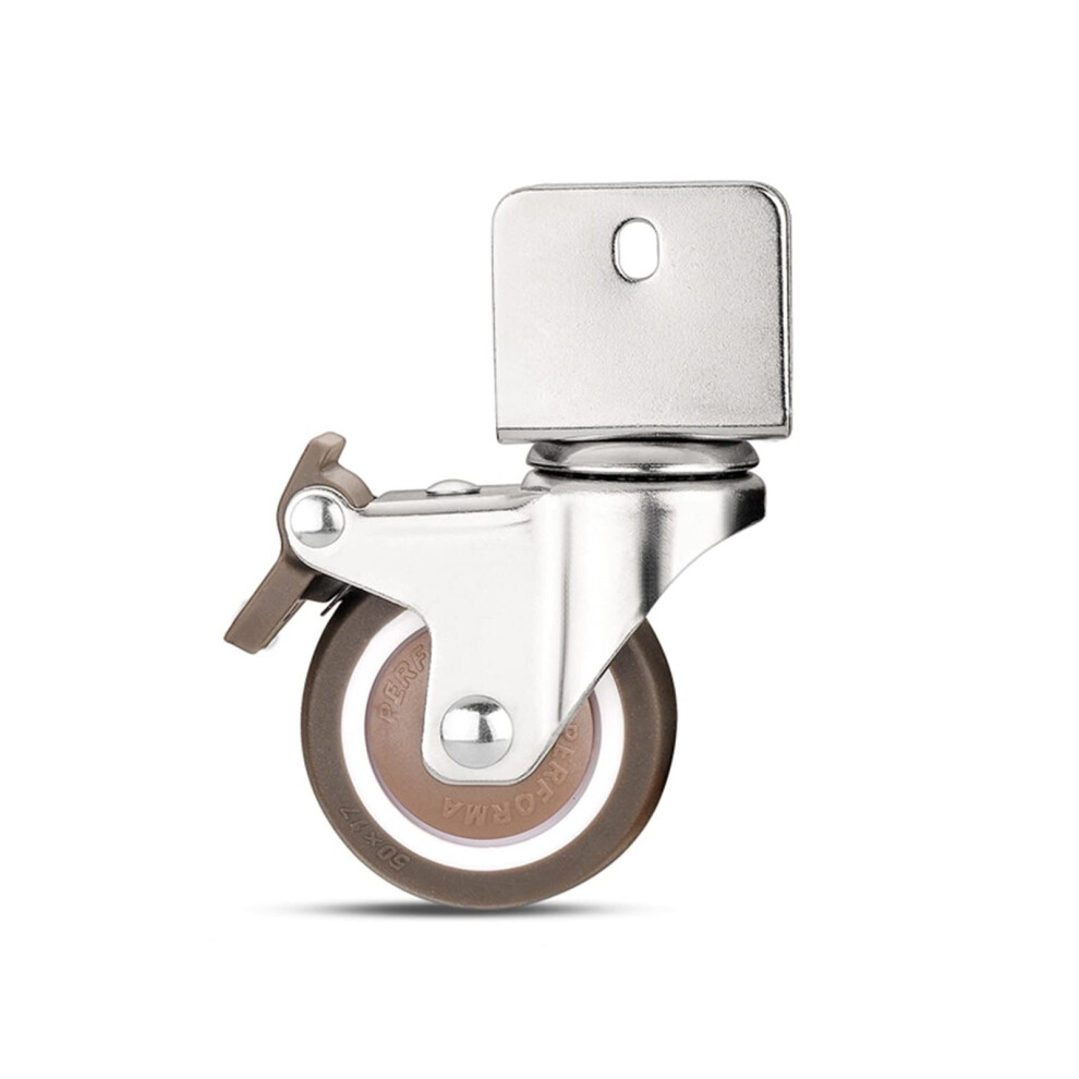 4Pcs 2 Inch Furniture Casters With Brake, 22Mm Soft Rubber Swivel Caster Wheels For Crib And Cabinet 9073542247579