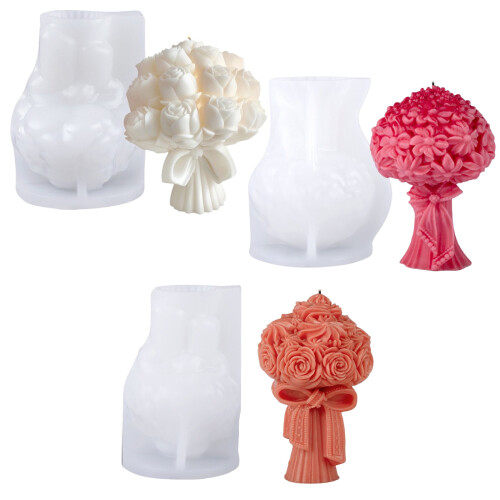 Decorative Flower Candle Mould Flexible Silicone-2C ZL630 1