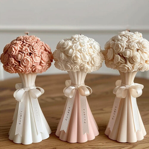Decorative Flower Candle Mould Flexible Silicone-2C ZL630 2