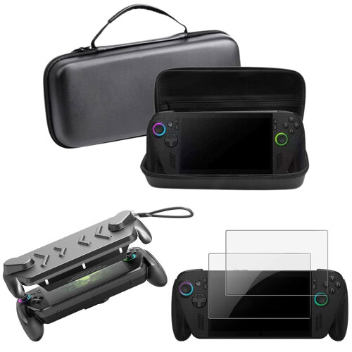 Carrying Case Set with Protective Cover and Screen Protector, Shockproof FullCoverage Black for ROG Ally