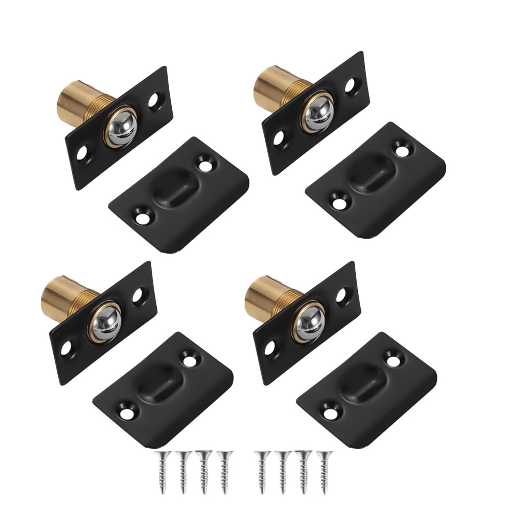 Black Magnetic Ball Catch Latch For Interior And Closet Doors, Silent Lock, Durable Stainless Set (4) 9073542860396